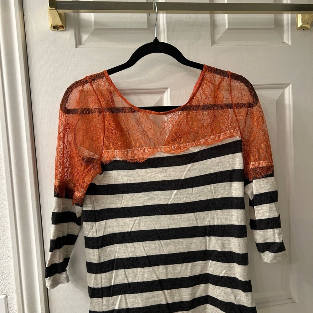Deletta Orange and Black Asymmetrical Blouse